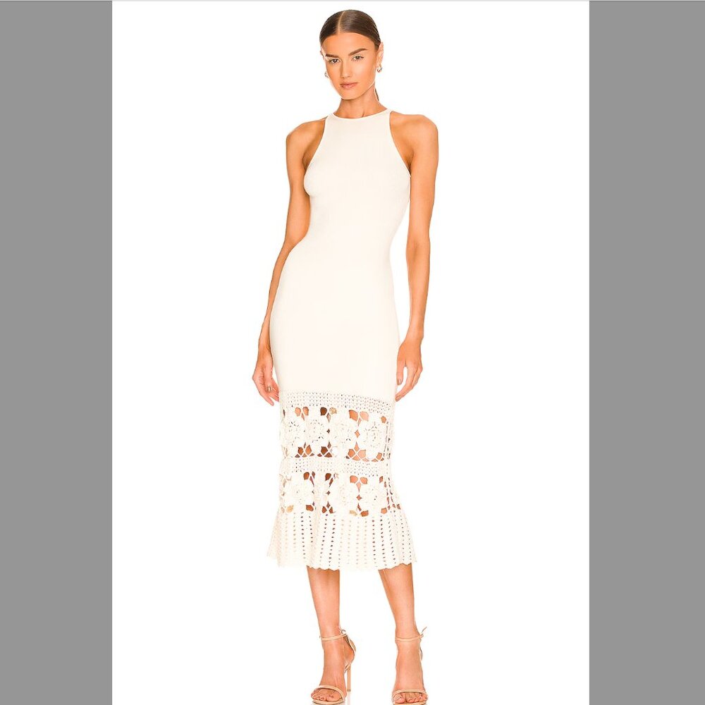 White Finley Crochet Midi Dress - Tularosa